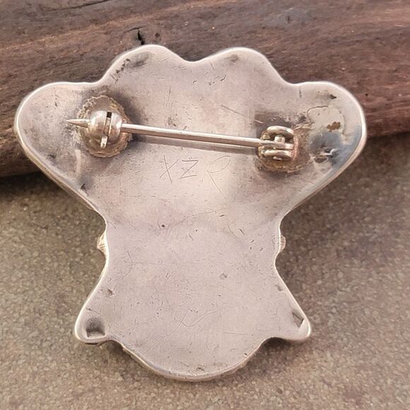 Vintage Sterling Zuni Sun Face Inlay Brooch Pin - Picture 6 of 9